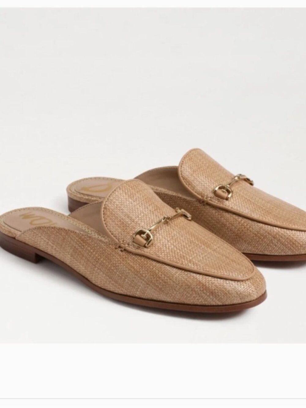 Sam Edelman Linnie Bit Mule Backless Horse Bit Loafer Size 6 Medium Tan Raffia
